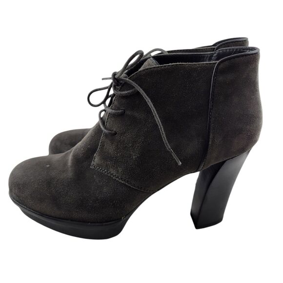 Tod's Boots Womens 7 37 Chukkah Platform Heel Lace Up Gray Suede Academia Prep - Picture 5 of 12